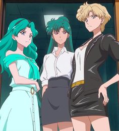 Outer Senshi Sailor Uranus Outfits, Sailor Uranus And Neptune, Sailor Moon Outfit, Powerpuff Girls Characters, Princesa Serenity, Outer Senshi, Sailor Moon Screencaps