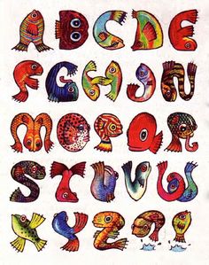 fonts alphabet calligraphy Fun Alphabet Fonts, Fish Typography, Fun Fonts Alphabet, Bug Alphabet, Fish Font, Funky Alphabet, Fish Alphabet, Letter Art Alphabet, Fun Letters