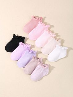 Multicolor Casual Collar  Knitted Fabric Plain  Embellished Medium Stretch Spring/Fall Baby & Kids' Socks & Tights Woman Costumes, Vogue Kids, Flower Cuff, Solids For Baby, Color Flower, Fall Baby, Kids Socks, Casual Socks