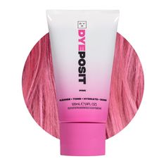 a tube of pink hair sitting in front of a white background