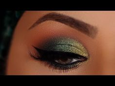 Emerald Eye Makeup, Green Dress Makeup, Green Eyeshadow Look, Make Up Gold, Gold Makeup Looks