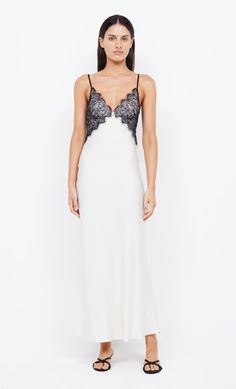 The BEC + BRIDGE Emery Lace Maxi Dress in Ivory/Black. Flat express shipping and pay later options available. Shop now! Cowl Drape Dress, Bias Cut Dress, Drape Dress, Bridal Shower Dress, Cut Dress, Prom Dress Shopping, Classic Wardrobe, Lace Maxi, Brides And Bridesmaids