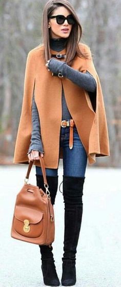 How to look great when it's chilly! Cape Outfit, Fall Fashion Coats, 2017 Fashion Trends, Fashion Board, Fall Fashion Trends, Street Chic