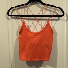 Size M Color Orange (Poppy Punch) Tiny Spaghetti Straps New With Tag Orange Crop Top, Orange Poppy, Bar Top, Color Orange, Orange Color, Poppies, Spaghetti Strap, Spaghetti, Crop Top