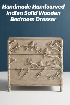 Upgrade your bedroom with this enchanting, handcrafted 3 Drawers Dresser! Straight from the vibrant heritage of India, this solid wooden gem, intricately hand carved, will add unique charm to your space. Perfect for DIY enthusiasts looking to elevate their bedroom makeover. Discover the joy of owning a piece of Indian craftsmanship. Let's create your ideal retreat together! #chestof3drawers #birddresser #solidwooden #handcarveddresser #indianfurniture #bedroomdresser #furniture #sale Commode Shabby Chic, Three Drawer Dresser, Hanging Furniture, Shabby Chic Dresser, Shabby Chic Bedroom, Shabby Chic Diy, Wooden Chest, Shabby Chic Kitchen, Chic Bedroom