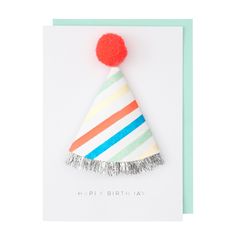 Our 3D card includes a birthday party hat to wear, colorful with a bright pompom, perfect for a special birthday celebration. 1st Birthday Hats, First Birthday Hats, Birthday Card Craft, Meri Meri, Happy Birthday Messages, Birthday Hat, Birthday Cards Diy, Surprise Gift, Handmade Birthday Cards