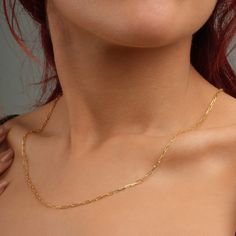 14k Gold Link Chain Necklace ,Paperclip Chain Necklace,Everyday Dainty Necklace 👀 ❤️Product Details ❤️Handmade / Handcrafted Fine Jewelry ❤️Metal:14K Gold Filled ❤️Chain Width: Approx. 3mm Colors: Silver Gold Rose Gold Other styles are available in our shop at https://www.etsy.com/shop/GoldPersonalized?ref=seller-platform-mcnav Please contact us if you have any questions or requests/ideas for our shop, we'd love to hear from you! Figaro Chain Necklace With Rectangular Links As Gift, Gift Figaro Chain Necklace With Rectangular Links, Paperclip Necklace With Delicate Chain For Gift, Formal Paperclip Necklace With Delicate Chain, Formal Delicate Paperclip Chain Necklace, Dainty Formal Necklace With Paperclip Chain, Gold Chain Paperclip Necklace For Gifts, Gold Oval Link Chain Necklace Gift, Delicate Chain Necklace With Rectangular Links For Gift