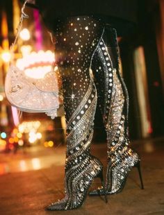 Crystal Embellished Sock Boots | Fashionsarah.com Lace Thigh High Boots, Stretch Thigh High Boots, Boots Party, Mens Outwear, Boots Luxury, Basic Boots, Luxury Winter, Zippers Fashion, Casual Party Dresses