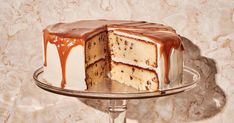 a cake sitting on top of a glass plate