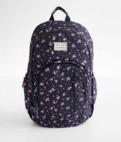 Billabong Roadie Backpack - Black , Women's Blacksands Floral print canvas lined backpack Zipper closures Interior padded laptop sleeve Adjustable cushioned shoulder straps Dimensions: 13(L) x 7(W) x 17(H). Body/Lining: 100% Polyester. Do not wash. Do not bleach. Do not tumble dry. Do not iron. Do not dry clean. Apparel & Accessories Big Backpacks For High School, Backpacks For High School, Billabong Backpack, Jansport Backpacks, High School Backpack, Big Backpacks, Aesthetic Backpack, Romanticizing School, Green Backpacks