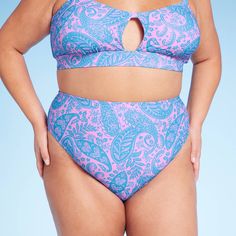 Medium-coverage bikini bottom from Wild Fable™ with blue and pink paisley print. Made from soft fabric with spandex and full lining for stretchy comfort in and out of the water. Opaque construction with high waist and high leg. If you're not satisfied with any Target Owned Brand item, return it within one year with a receipt for an exchange or a refund. Wild Fable™: A look for every story. Media Coverage, Pink Paisley, Leg Design, Paisley Design, Swim Suit Bottoms, Vibrant Blue, Swim Bottoms, Blue And Pink, High Leg