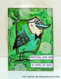 a card with an image of a bird on it's face and the words daring you are a work of art