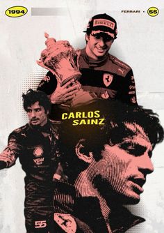 an advertisement for the soccer team called garlos sanz, featuring two men