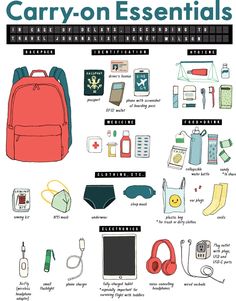 an info sheet with various items that include backpacks, books, and other things