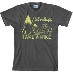 Hiking TShirt - Go Take A Hike - Funny Camping T Shirt - Unisex - Item 2078 Outdoor Crew Neck T-shirt With Letter Print, Green Graphic Tee For Outdoor, Crew Neck T-shirt With Letter Print For Hiking, Green T-shirt For Outdoor Activities, Green Graphic Tee For Outdoor Activities, Green Crew Neck T-shirt For Outdoor, Outdoor Crew Neck Tops With Logo Print, Outdoor Green T-shirt With Graphic Print, Outdoor Graphic Tee With Logo Print