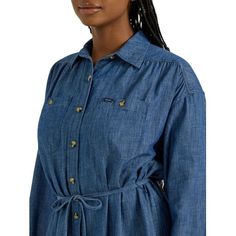 Head to a new style frontier with the Lee Women's Legendary Shirred Frontier Dress. With extra focus on the details, this long-sleeve dress comes with two side-seam pockets, dropped shoulder sleeves, a button up front and a loose, comfy fit. Made from 100% cotton, this dress is perfect for fall. Size: L.  Color: Blue.  Gender: female.  Age Group: adult. Frontier Dress, Split Legs, Womens Camisoles, Tie Dye Dress, Dyed Dress, Dress Shirts For Women, Fall Color, Blue Gender, Comfy Fits