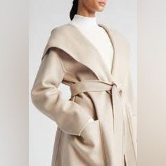 Nwt ‘S Max Mara ‘Priscilla’ Sand Midi Wrap 100% Virgin Wool Coat Size: Various Color: Sand Condition: New With Tag Product Details: 'S Max Mara "Priscilla" Coat, Sand, Midi, Wrap Model, With Hood, Made Of Fine Hand-Stitched Double Pure Wool Fabric, Shawl Collar, Low Set-In Sleeves, Front Pockets, Belt Included Same Fabric, Regular Fit. Professional Dry Cleaning Is Recommended. Made In Italy Compositions: 100% Virgin Wool Color Sand, Garment Bags, Wool Fabric, Shawl Collar, Max Mara, Wool Coat, Hand Stitched, Jean Coat