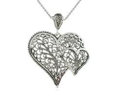 925 Sterling Silver Filigree Art Women Heart to Heart Pendant - Etsy UK Valentine's Day Intricate Design Necklace For Anniversary, Valentine's Day Anniversary Necklace With Intricate Design, Intricate Design Necklace For Anniversary On Valentine's Day, Valentine's Day Necklaces With Heart Pendant And Intricate Design, Valentine's Day Heart Necklace With Intricate Design, Ornate Heart-shaped Necklace For Anniversary, Filigree Heart Pendant Necklace, Valentine's Day Silver Jewelry With Intricate Design, Heart Pendant Necklaces With Intricate Design For Valentine's Day