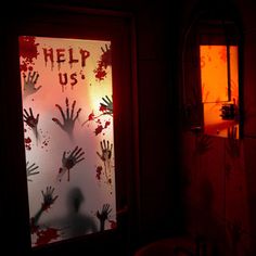 DescriptionAre you ready to spook out your friends, family, neighbors, and office mates? If yes, then this "Help Us" Halloween door cover is the perfect accessory to create a spooky entry to your home or office. Nice as a Halloween spoof decoration to increase the festive atmosphere. Features- Brand: PRETYZOOM.- Color: As shown.- Material: PE.- Size: 203.2 x 91.4 cm/80 x 36 in (Door cover); 20 cm/7.9 in (Tape size).- Made of durable and PE material, thicker than others', paste it on doors with b Halloween Themed Door, Halloween Gate Decorations, Halloween Hallway Ideas, Spooky Door Decorations, Office Door Decor, Door Decorations Halloween, Trail Ideas, Halloween Office Party, Office Halloween Decorations