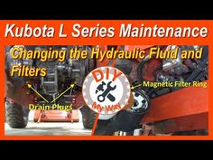 an image of the front end of a vehicle with words describing how to change the hydraulic fluid and filters