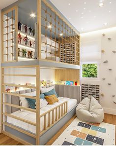 a bunk bed in the middle of a room