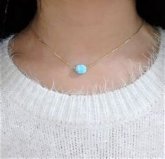 Larimar Floating Necklace Fidget Necklace, Larimar Necklace, Floating Necklace, Larimar Jewelry, Solitaire Necklaces, Everyday Necklace, Delicate Necklace, Necklace Handmade, Spring Rings