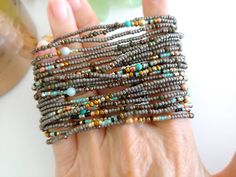 Turquoise Wrap Bracelet, Beach Jewelry Boho, Beaded Wraps, Stretchy Bracelets, Styling Ideas, Sparkling Crystal