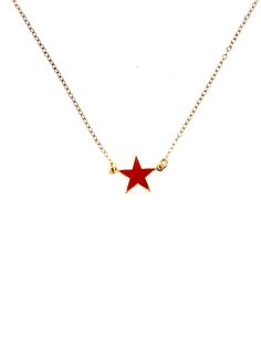 Measurements: -16" Materials: - Vintage dead-stock gold-filled chain & enameled red star Notes: - Star is set into chain, so clasp won't slide around - perfect for layering! Red Gold Chain Necklace For Gifting, Gift Red Gold Chain Necklace, Gift Red Chain Necklace With Gold Chain, Red Star Jewelry, Red Necklace With Star Charm As Gift, Affordable Red Jewelry With Star Charm, Red Necklace With Star Charm For Gift, Red Star Necklace, Red Star-shaped Jewelry Gift