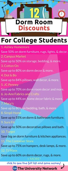 dorm room discounts for college students