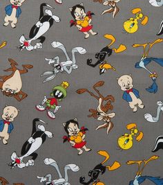 an image of cartoon characters on grey background with black and white stripes, all in different colors