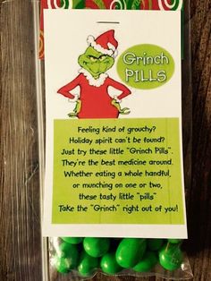 Funny Christmas Ornaments Diy, Grinch Pills, Santa Notes, Healthy Gift Basket, Cheap Stocking Stuffers, Best Secret Santa Gifts, Diy Christmas Presents, Funny Christmas Ornaments, Creative Diy Gifts