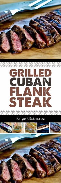 grilled cuban flank steak on a cutting board