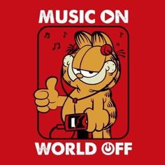 an image of a cartoon character giving the thumbs up sign with music on world off