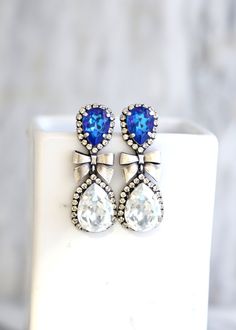 Blue Bridal Chandelier, Bridal Silver Crystal Swarovski Earrings, Sapphire Blue Long Earrings, Dusty Blue Silver Oxide Drop Bridal Earrings Formal Blue Teardrop Chandelier Earrings, Blue Teardrop Chandelier Earrings For Formal Occasions, Formal Blue Chandelier Earrings, Blue Drop Bridal Earrings For Evening, Blue Dangle Bridal Earrings For Evening, Blue Drop Earrings For Evening Bridal, Blue Drop Earrings For Bridal Evening, Blue Teardrop Crystal Earrings For Evening, Drop Bridal Earrings