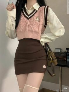 Softie Outfits, Kawaii Outfit, Sixth Form, Sweater Vests, Jung So Min, Story Board