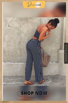 Striped Bow Casual Sleeveless Wide Leg Jumpsuits Trendy Strapless Jumpsuit For Summer, Trendy Beach Overall Jumpsuits And Rompers, Trendy Beach Overalls And Rompers, Casual Strapless Jumpsuit For Summer Day Out, Chic Spaghetti Straps Jumpsuits For Beach Season, Casual Halter Neck Jumpsuit For Beach Season, Casual High-waist Jumpsuits And Rompers For Beach, Casual High Waist Jumpsuits And Rompers For Beach, Chic Overall Bottoms For Vacation