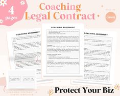 the cover page for coaching legal contract