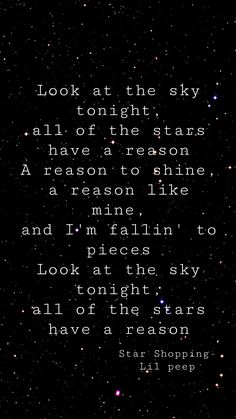 the stars are shining in the sky and there is a poem written on it that says,