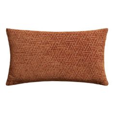 an orange and brown pillow on a white background