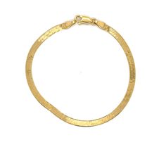 Vintage 14k yellow gold herringbone chain bracelet. The bracelet measures 7 1/8 inches long and 3.4mm wide. This bracelet weighs 2.42g. The bracelet also has a 14k gold lobster claw clasp. Gold Flexible Snake Chain Bracelet, Formal Yellow Gold Snake Chain Bracelet, Classic Yellow Gold Bracelet With Snake Chain, Classic Yellow Gold Snake Chain Bracelet, Elegant Gold Snake Chain Bracelet With Lobster Clasp, Yellow Gold Snake Chain Bracelet, Gold Plated Snake Chain Bracelet, Flexible Yellow Gold Snake Chain Bracelet, Yellow Gold Snake Chain Bracelet With Lobster Clasp