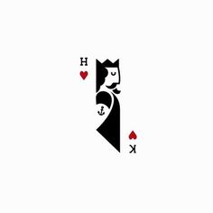 an ace playing card with the letter k in it's middle and two hearts at the top