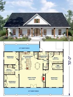 the floor plan for a small house with an attached garage and living room, as well as