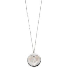 "Add a captivating touch to your everyday attire with this sterling silver mother-of-pearl heart pendant necklace. Add a captivating touch to your everyday attire with this sterling silver mother-of-pearl heart pendant necklace. Diameter: 1 in. Chain length: 18 in. Chain type: cable Metal: sterling silver Plating: rhodium Finish: polished Packaging: boxed Additional details: mother-of-pearl inlay Gemstones may have been treated to enhance their appearance. Special care may be required. Please vi Valentine's Day Silver Necklace With Pearl Charm, Elegant Heart Necklace For Keepsake, Silver Necklace With Pearl Charm For Valentine's Day, Elegant White Locket Necklace For Valentine's Day, Valentine's Day Silver Necklace With Pearl Pendant, Elegant Silver Heart Necklace With Pearl Charm, Silver Heart Shaped Necklace With Pearl Pendant, Silver Heart Necklace With Pearl Charm For Gift, Silver Necklace With Pearl Pendant For Valentine's Day