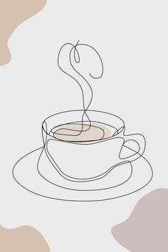 a drawing of a cup of coffee on a saucer