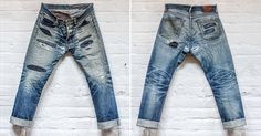 Vintage Faded Cutoff Jeans, Retro Faded Rigid Denim Jeans, Faded Distressed Rigid Denim Pants, Rugged Distressed Faded Jeans, Rogue Territory, Japanese Futon, Vintage Faded Pre-washed Jeans, Denim Wear, Faded Jeans