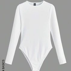 White Bodysuit Outfit, Body Shein, Bodysuit With Sleeves, White Body Suit, White Long Sleeve Bodysuit, Black Mesh Bodysuit, Zara Drip, Slim Bodysuit, Zara Bodysuit