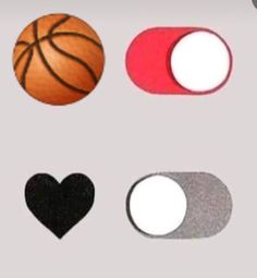 four different shapes and sizes of basketballs on a gray background with white circles around them