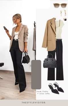 Elegant Women Outfit Casual, Casual Blazer Work Outfits, Blazer Inspired Outfits, Work Outfits Women With Blazer, Women’s Blazer Outfit Work, Tan Tweed Blazer Outfit Women, Coat Over Blazer Outfit, Business Blazer Outfits, Blazer Outfits For Women 2023