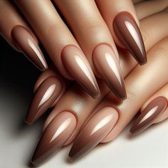 100 Stunning Brown Nail Ideas: Trendy Designs for Every Style - Style Zuri Ombre Almond Nails With Design, Dark Brown Ombre Nails, Brown Chrome French Tip Nails, Ombré French Tip, Ombre French Manicure, Nail Ideas Trendy, Nail Simple