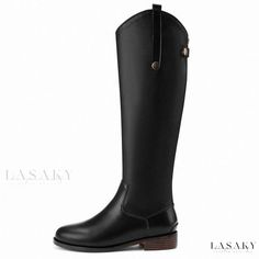 Lasaky - Sophisticated yet Comfortable Shoes for Ladies Black Office Boots With Rubber Sole, Casual Office Boots Low Heel, Casual Low Heel Boots For Office, Casual Office Boots With Low Heel, Classic Black Boots With Flat Heel, Classic Black Flat Heel Boots, Black Closed Toe Office Boots, Cow Hide Shoes, Chinese Shoes